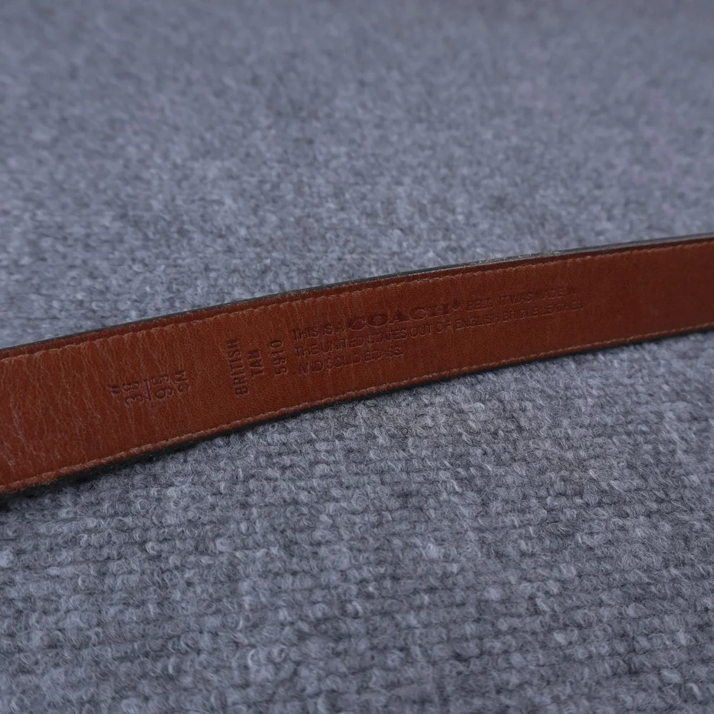 VTG Coach Belt Mens 36 British Tan English Bridle Leather USA Brass 5910